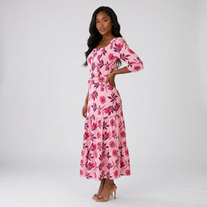 Floral Belted Midi Dress WHD0605516-LF2535