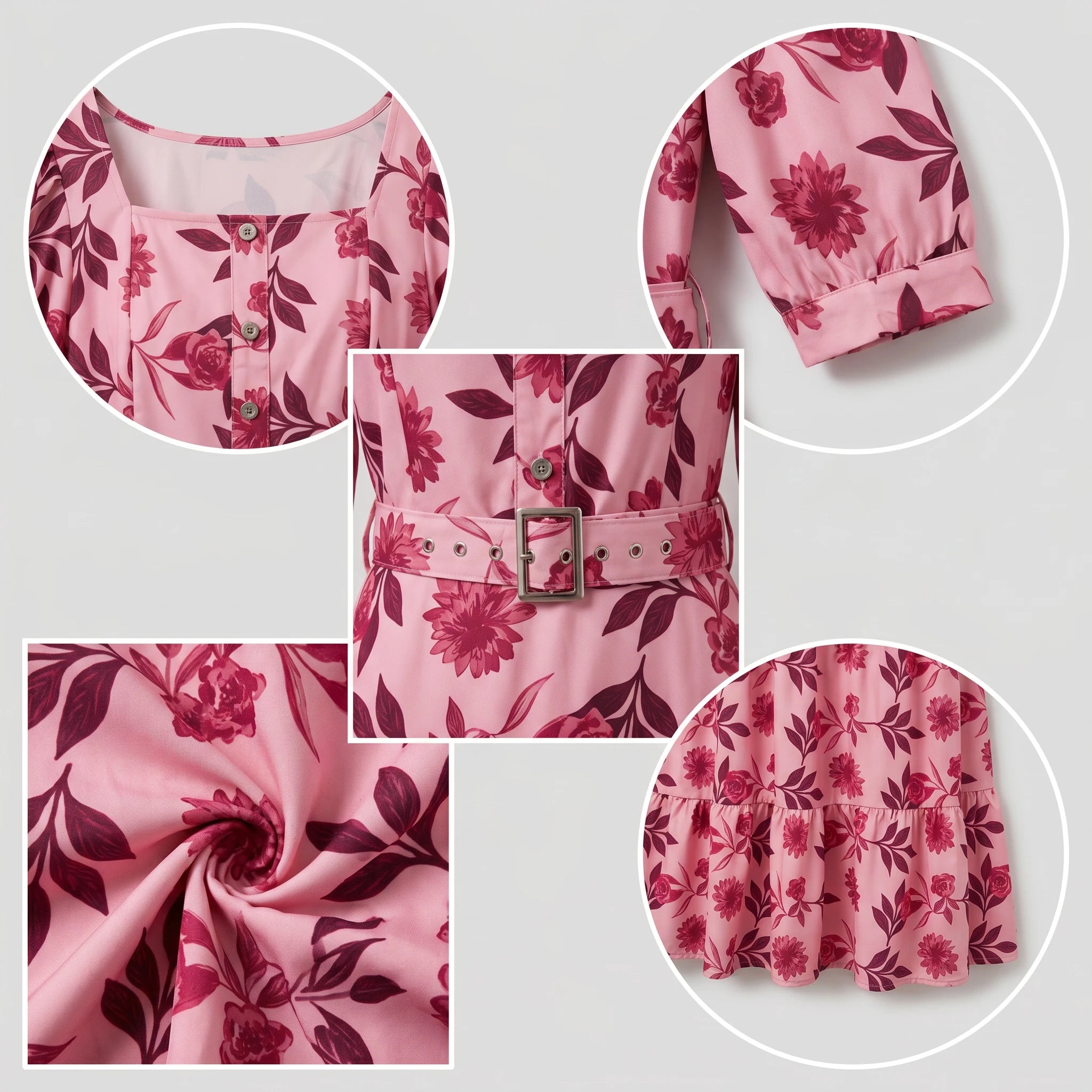 Floral Belted Midi Dress WHD0605516-LF2535
