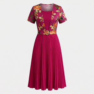 Floral Pleated Midi Dress WHD0605517-LF2532