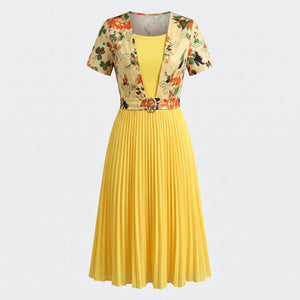 Floral Pleated Midi Dress WHD0605517-LF2532