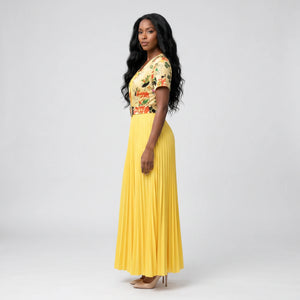Floral Pleated Midi Dress WHD0605517-LF2532