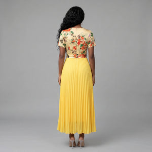 Floral Pleated Midi Dress WHD0605517-LF2532