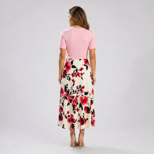Floral Buckle Overlay Midi Dress WHD0605518-LF2530