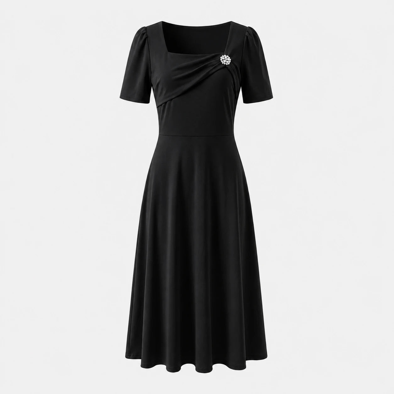 Draped Brooch Midi Dress WHD0605520-LF2538