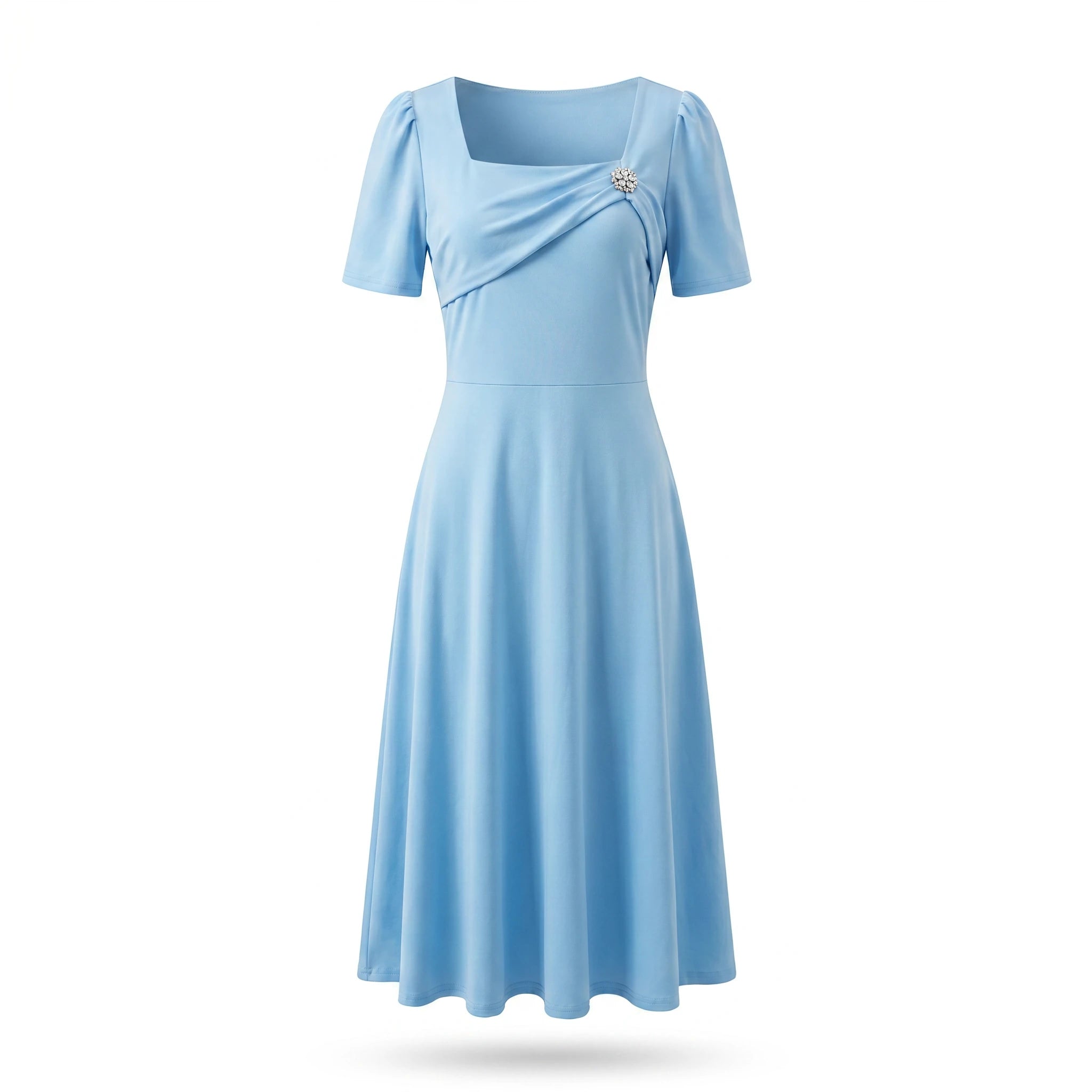 Draped Brooch Midi Dress WHD0605520-LF2538