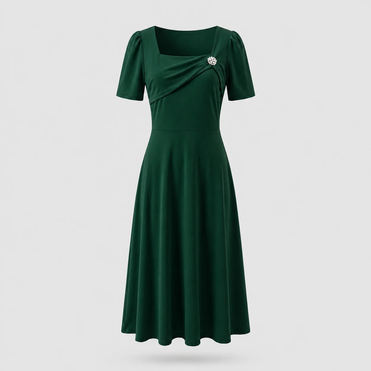 Draped Brooch Midi Dress WHD0605520-LF2538