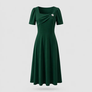Draped Brooch Midi Dress WHD0605520-LF2538