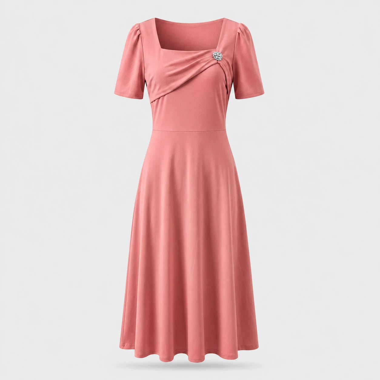 Draped Brooch Midi Dress WHD0605520-LF2538