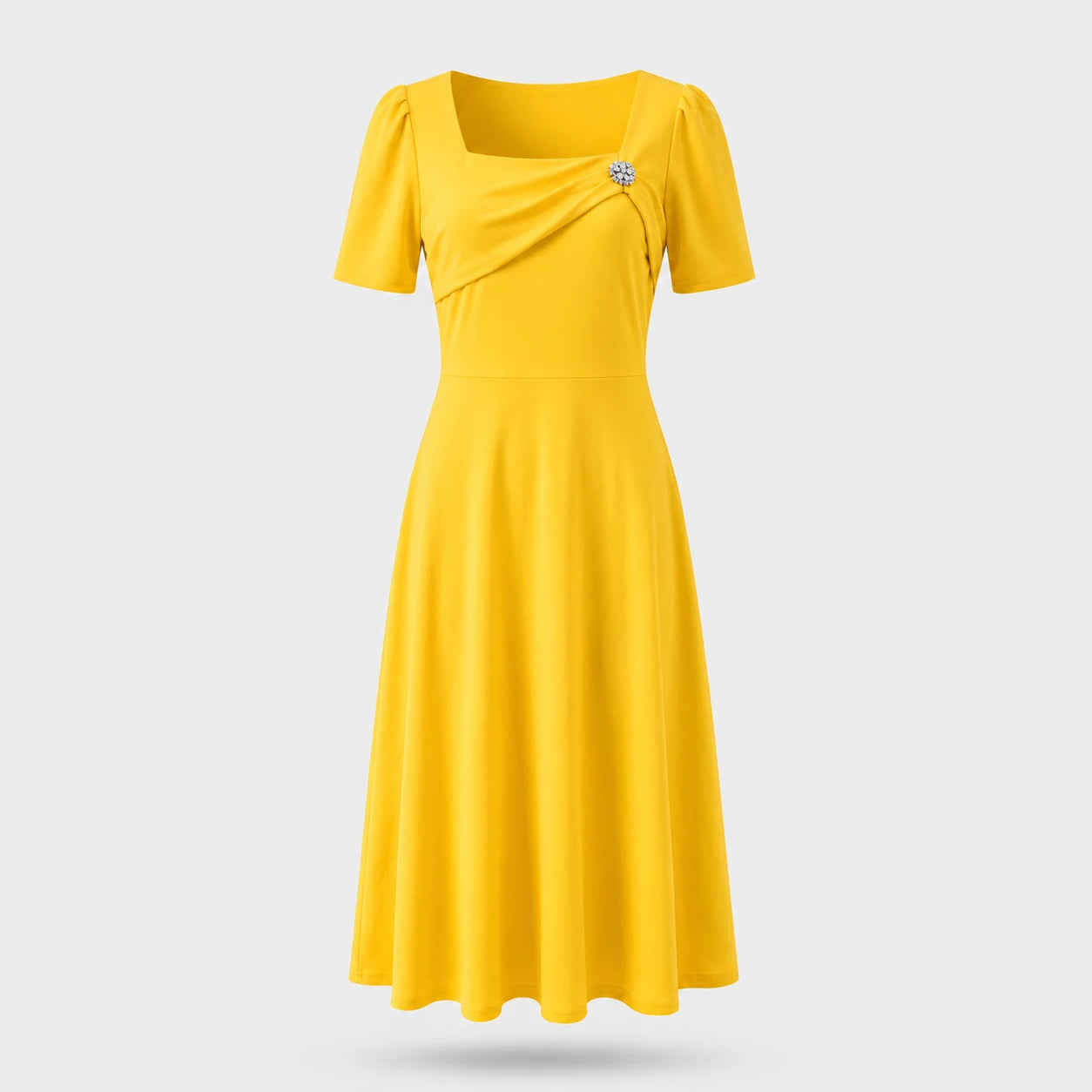 Draped Brooch Midi Dress WHD0605520-LF2538
