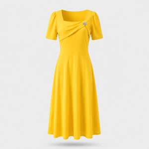 Draped Brooch Midi Dress WHD0605520-LF2538