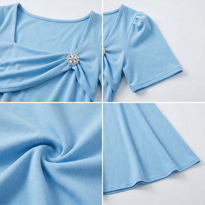Draped Brooch Midi Dress WHD0605520-LF2538