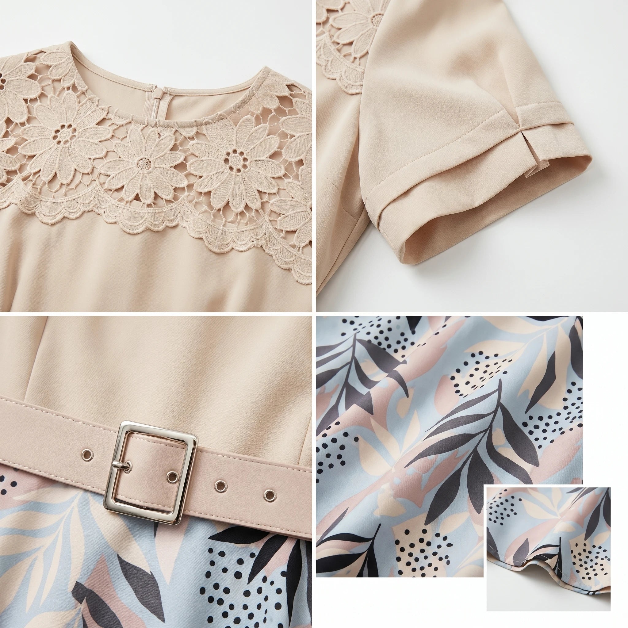 Lace Yoke Printed Midi Dress WHD0605521-LF2531