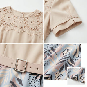 Lace Yoke Printed Midi Dress WHD0605521-LF2531