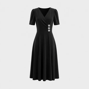 Rhinestone Button Midi Dress WHD0605522-LF2540