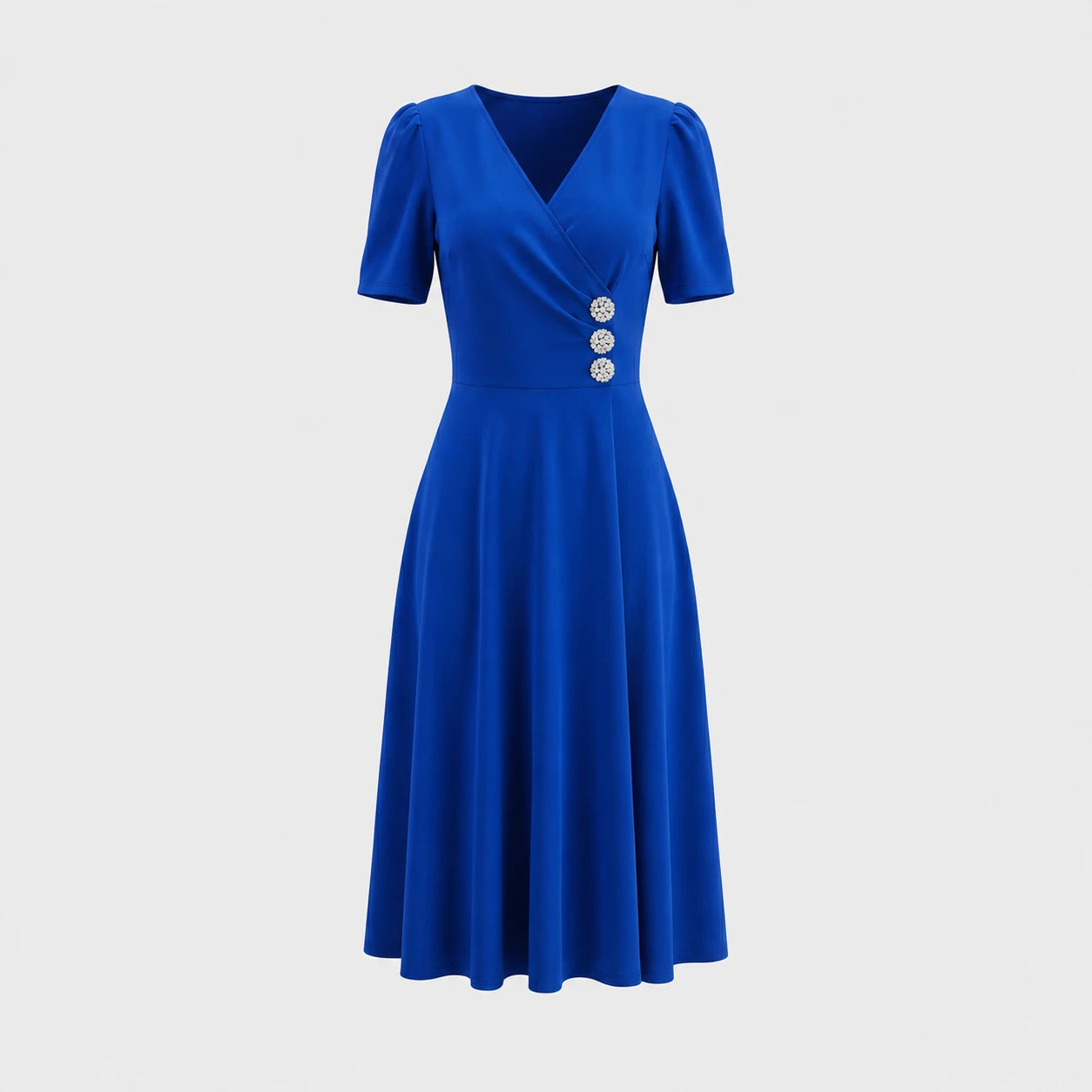 Rhinestone Button Midi Dress WHD0605522-LF2540
