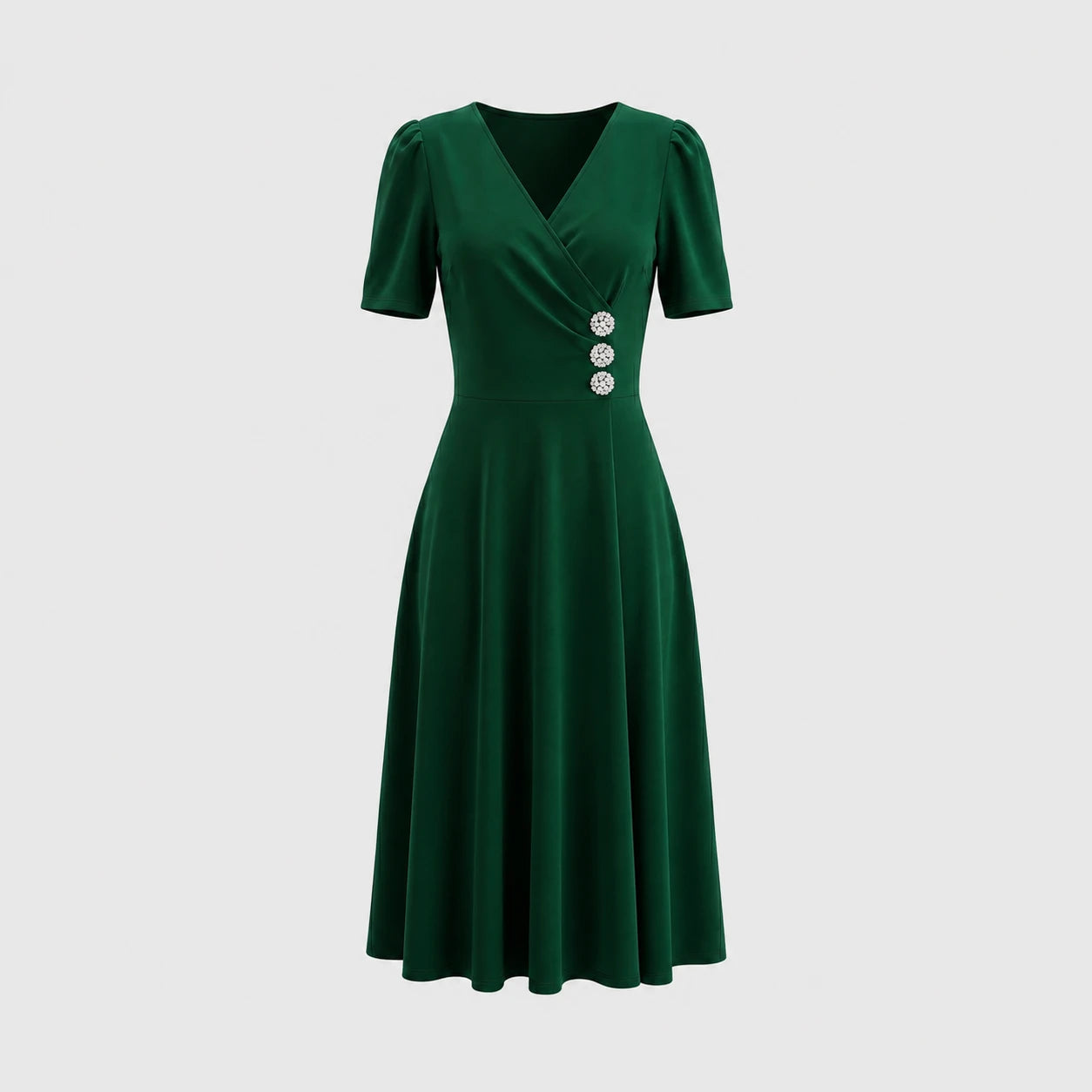 Rhinestone Button Midi Dress WHD0605522-LF2540