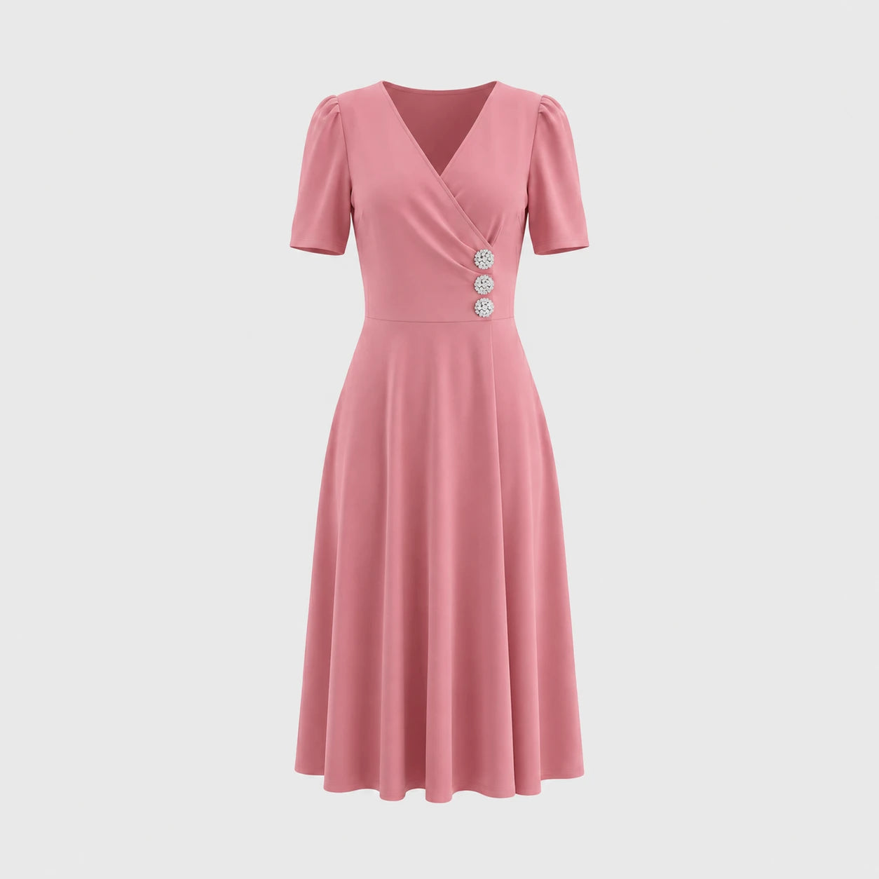 Rhinestone Button Midi Dress WHD0605522-LF2540