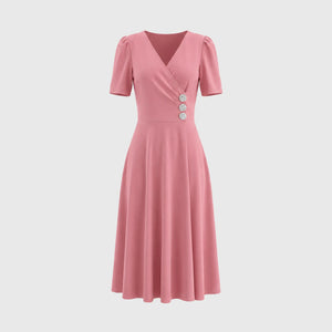 Rhinestone Button Midi Dress WHD0605522-LF2540
