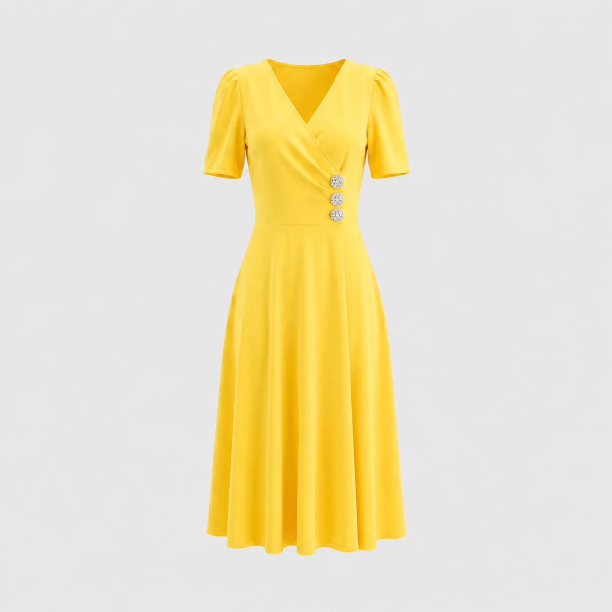 Rhinestone Button Midi Dress WHD0605522-LF2540