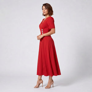 Rhinestone Button Midi Dress WHD0605522-LF2540