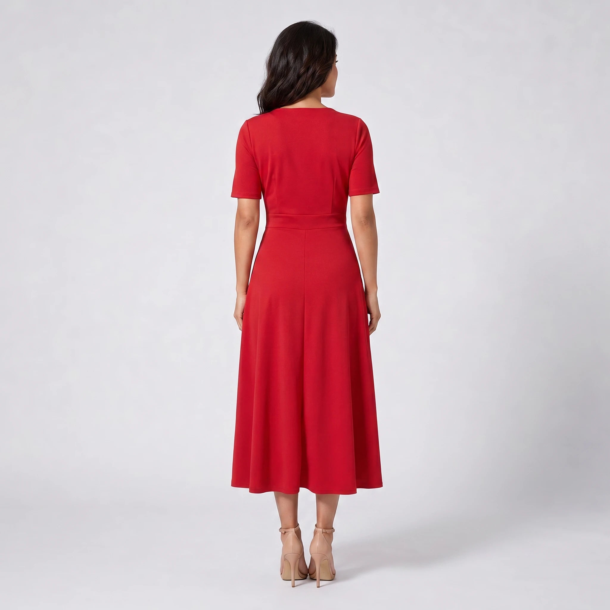 Rhinestone Button Midi Dress WHD0605522-LF2540