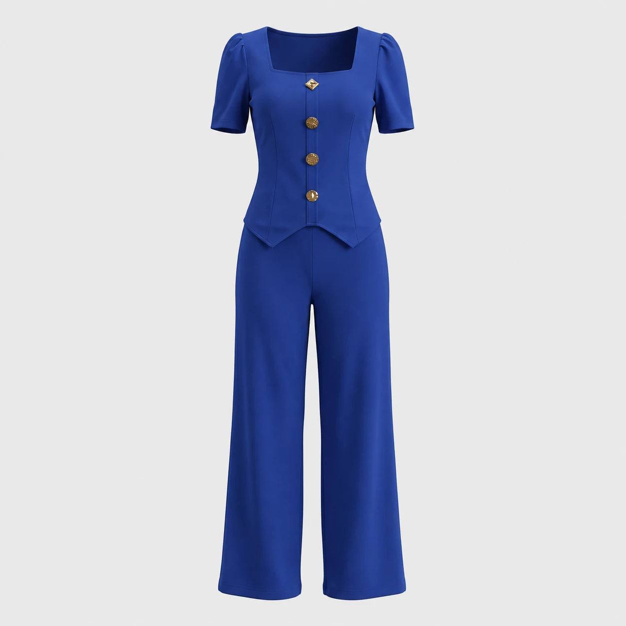 Button Detail Wide Leg Set WHD0605524-LF2536