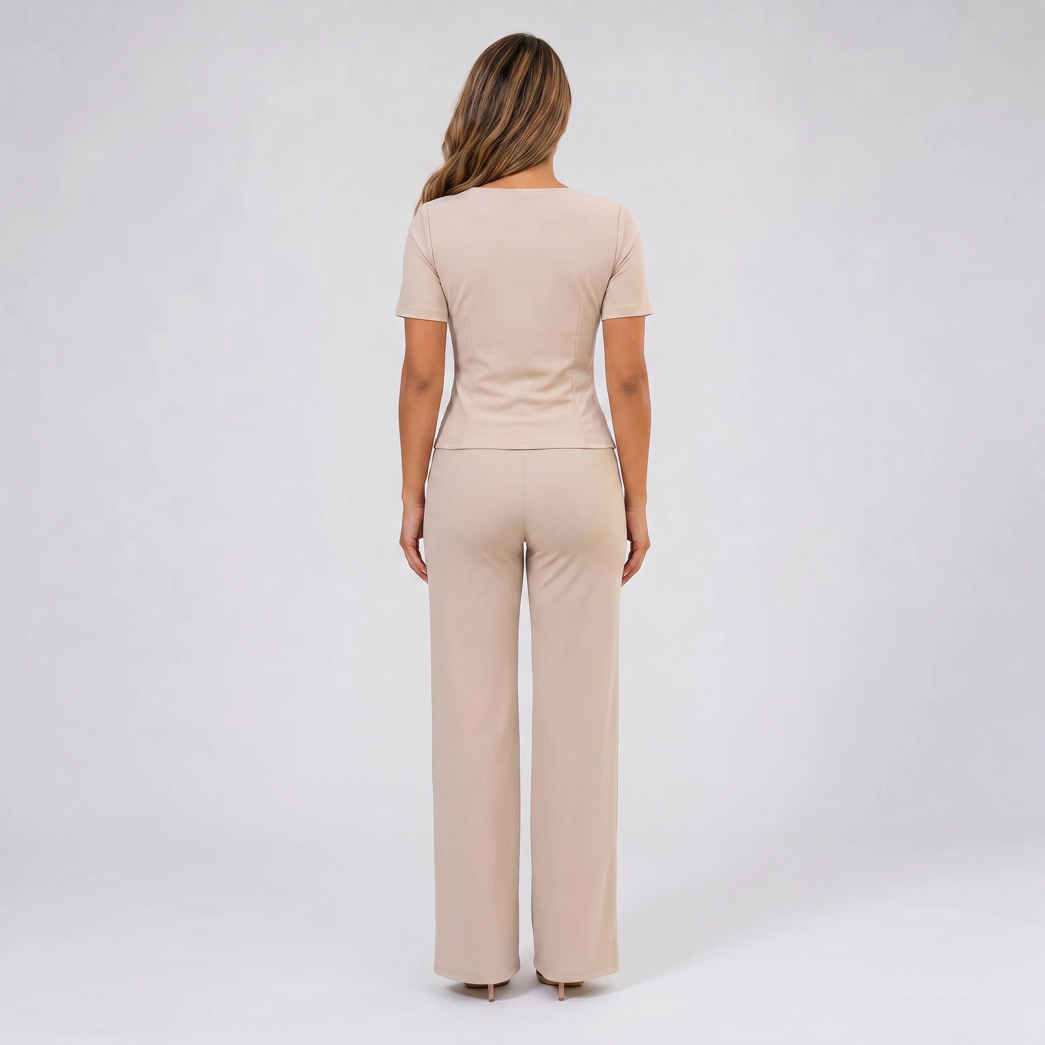 Button Detail Wide Leg Set WHD0605524-LF2536