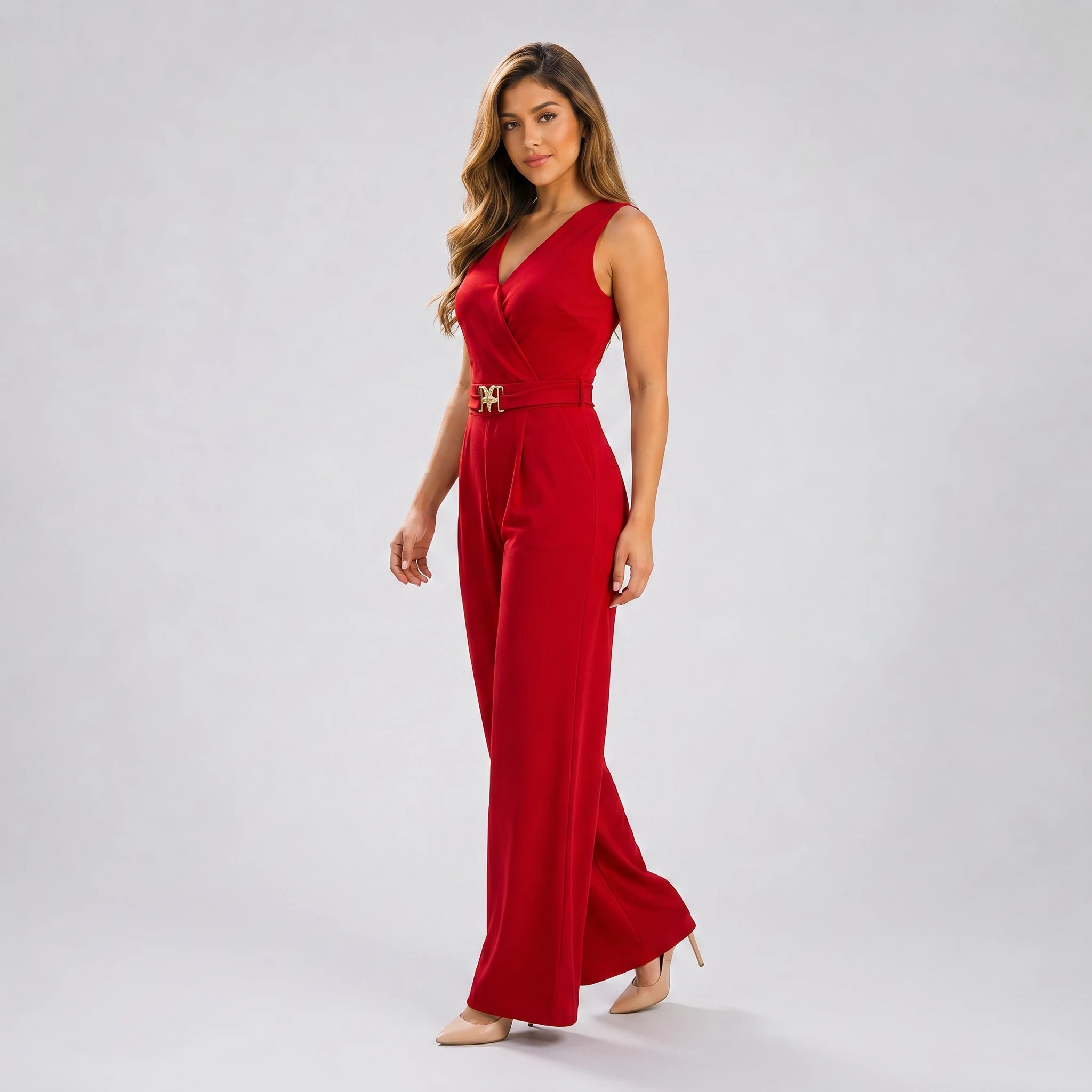 Belted Wide Leg Jumpsuit WHD0605525-LF2513
