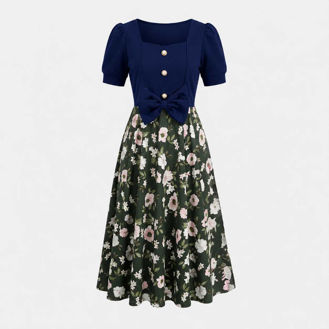 Floral Tie-Waist Midi Dress WHD0605526-LF2510