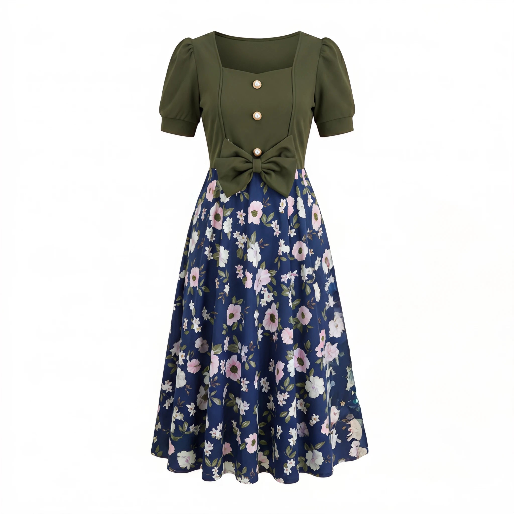 Floral Tie-Waist Midi Dress WHD0605526-LF2510