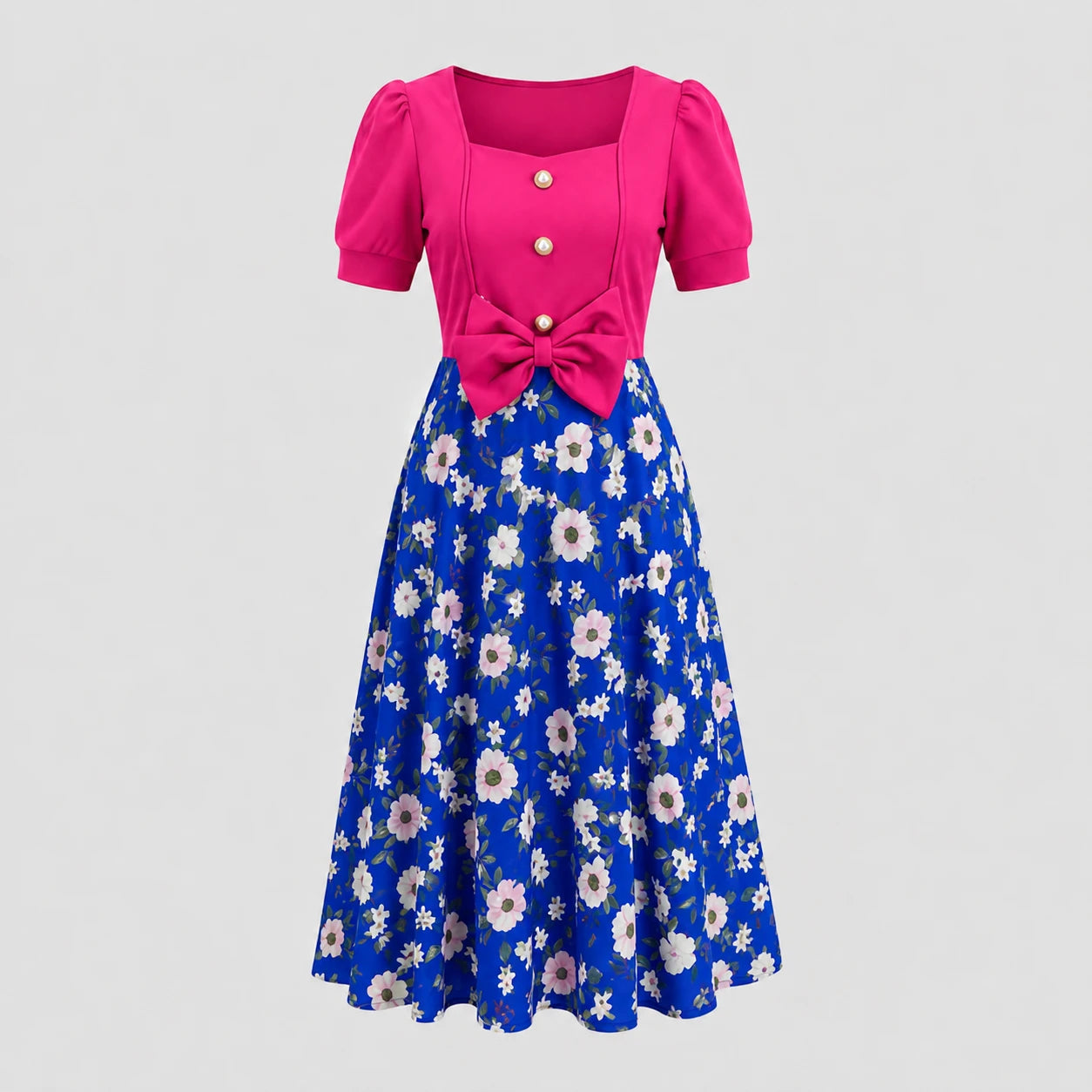 Floral Tie-Waist Midi Dress WHD0605526-LF2510