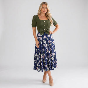 Floral Tie-Waist Midi Dress WHD0605526-LF2510