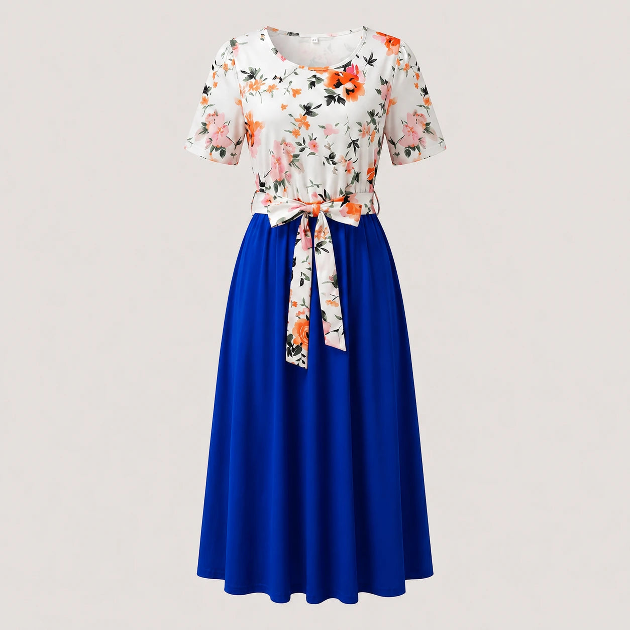 Floral Tie-Waist Midi Dress WHD0605527-LF2526