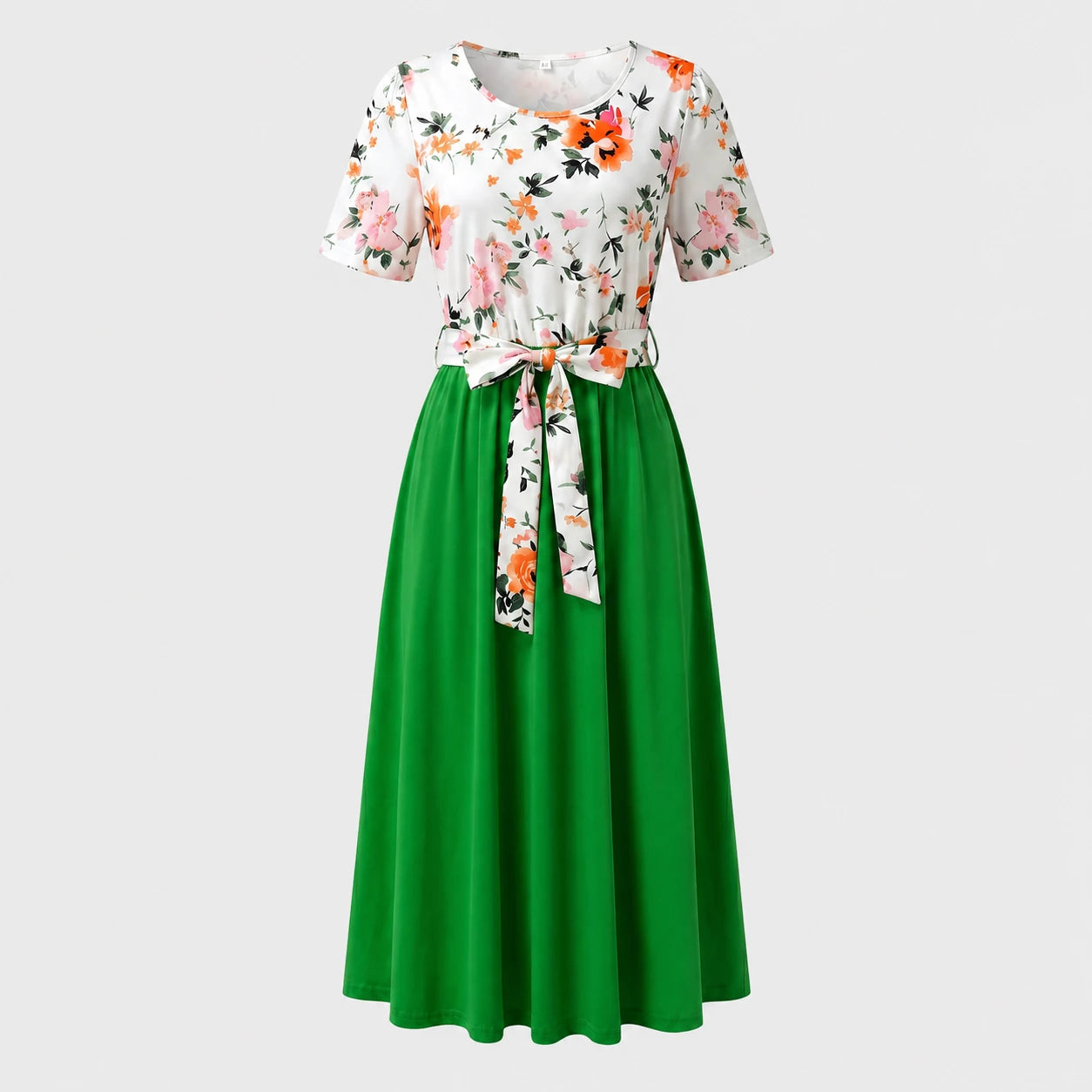 Floral Tie-Waist Midi Dress WHD0605527-LF2526