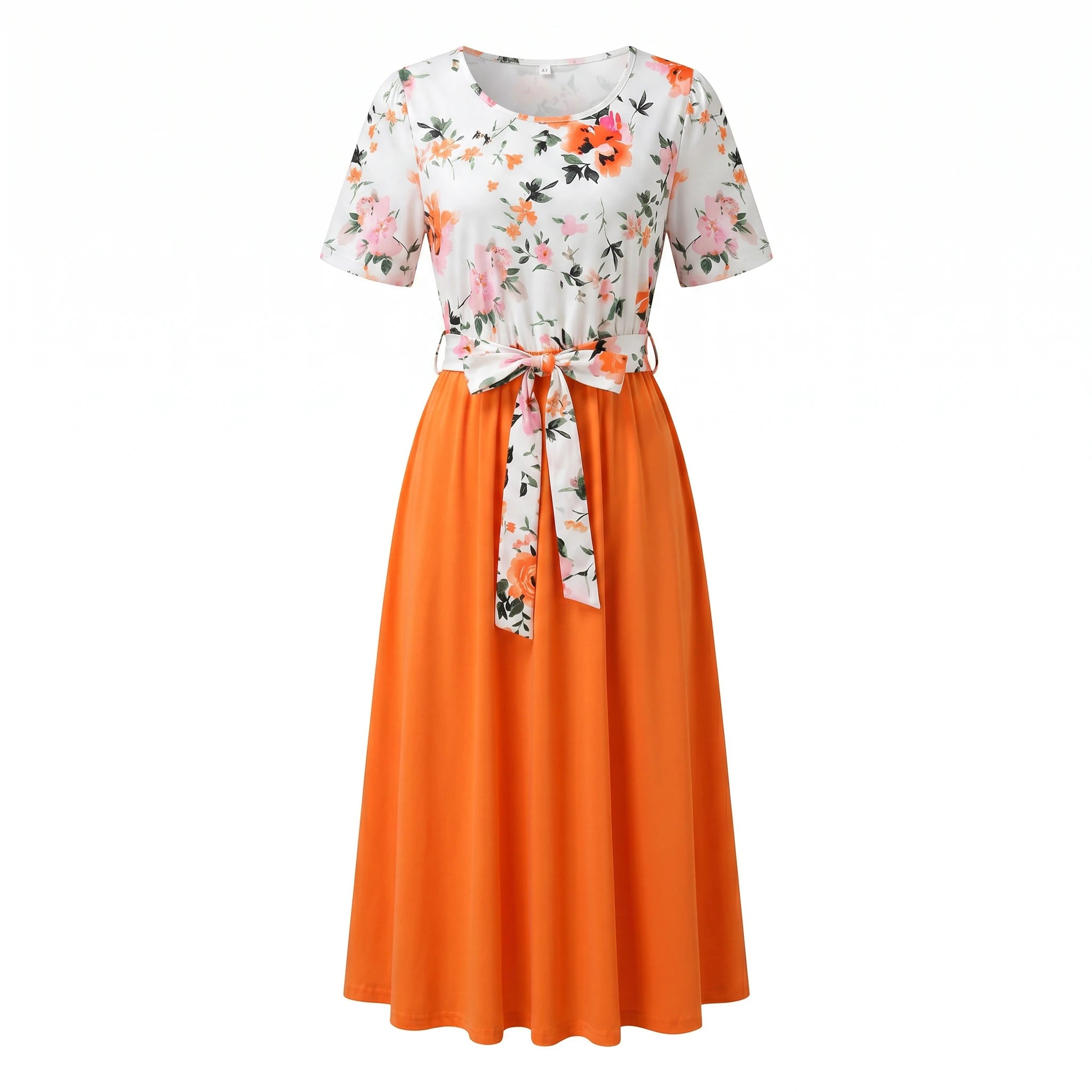 Floral Tie-Waist Midi Dress WHD0605527-LF2526