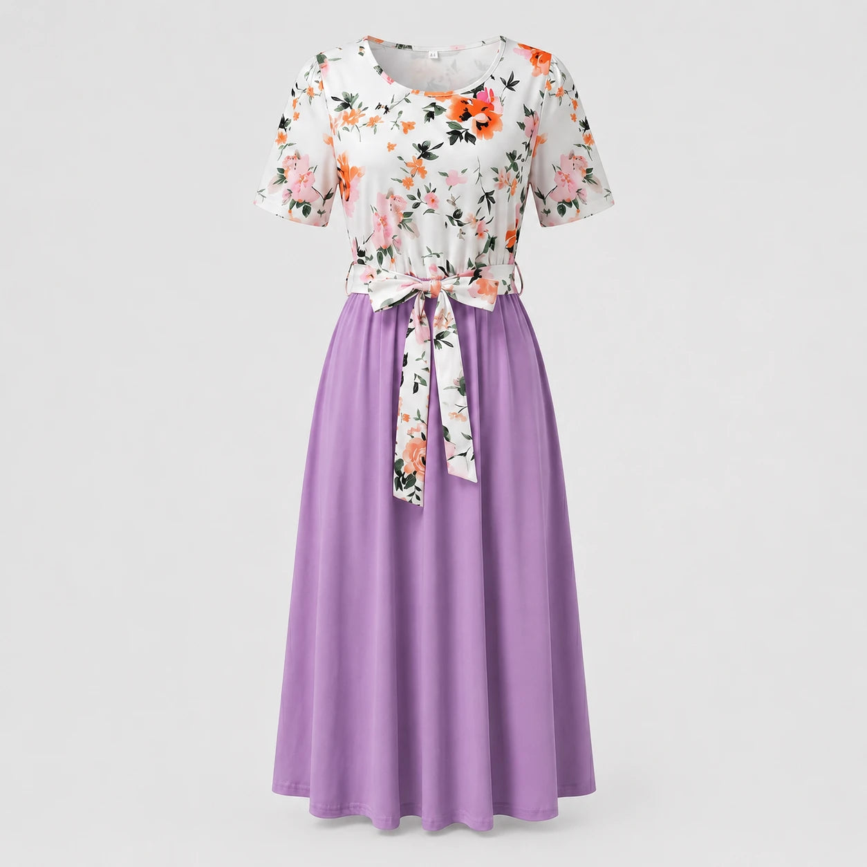 Floral Tie-Waist Midi Dress WHD0605527-LF2526