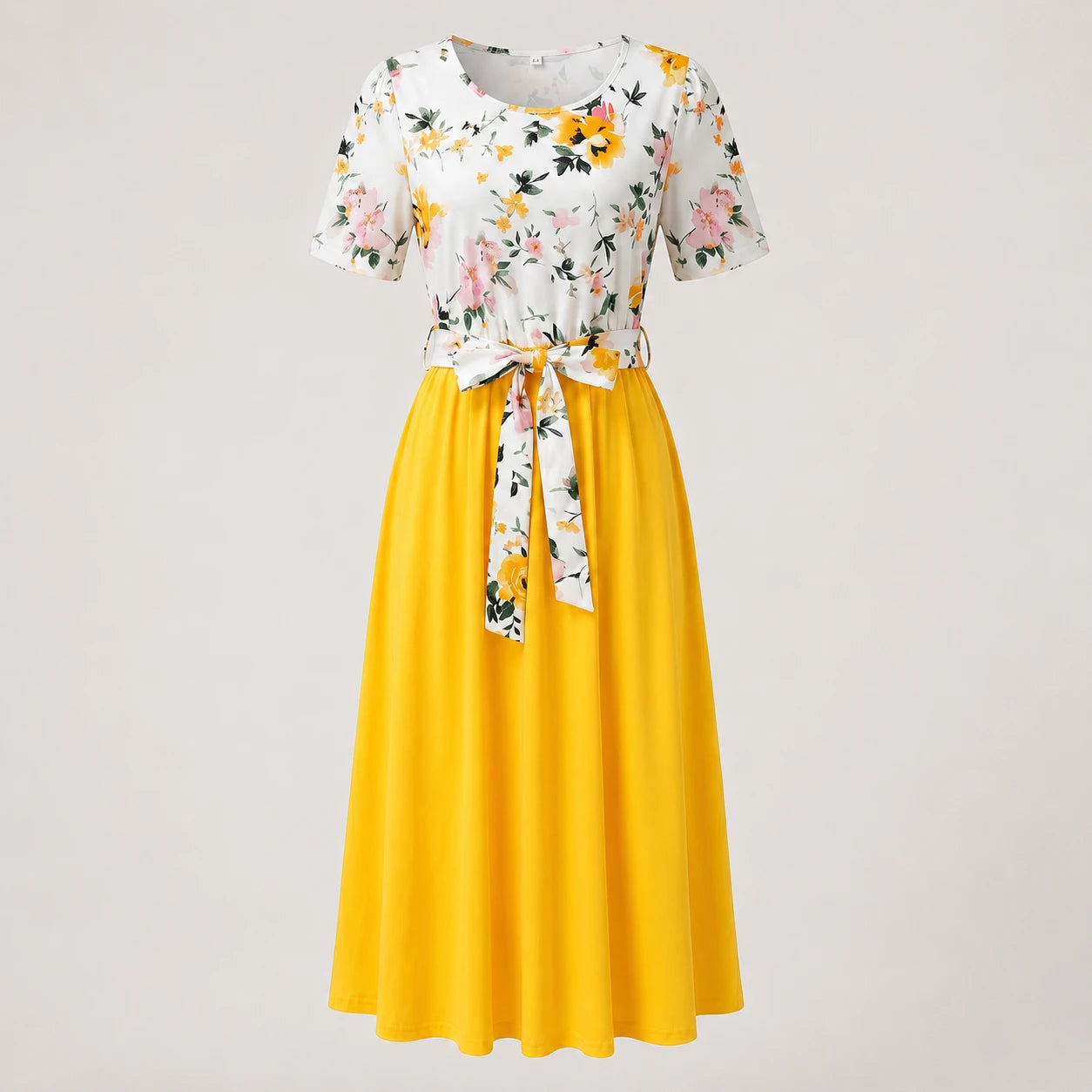 Floral Tie-Waist Midi Dress WHD0605527-LF2526