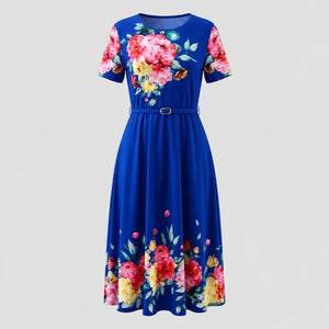 Floral Belted Midi Dress WHD0605530-LF2509