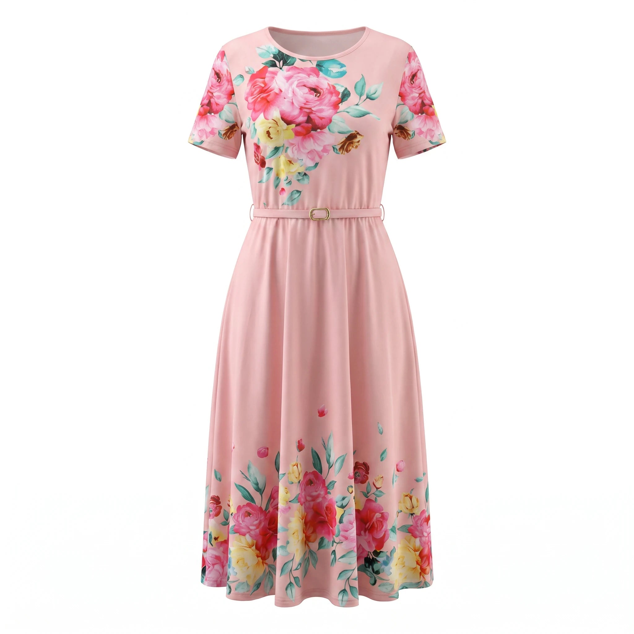 Floral Belted Midi Dress WHD0605530-LF2509
