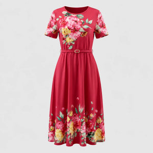 Floral Belted Midi Dress WHD0605530-LF2509