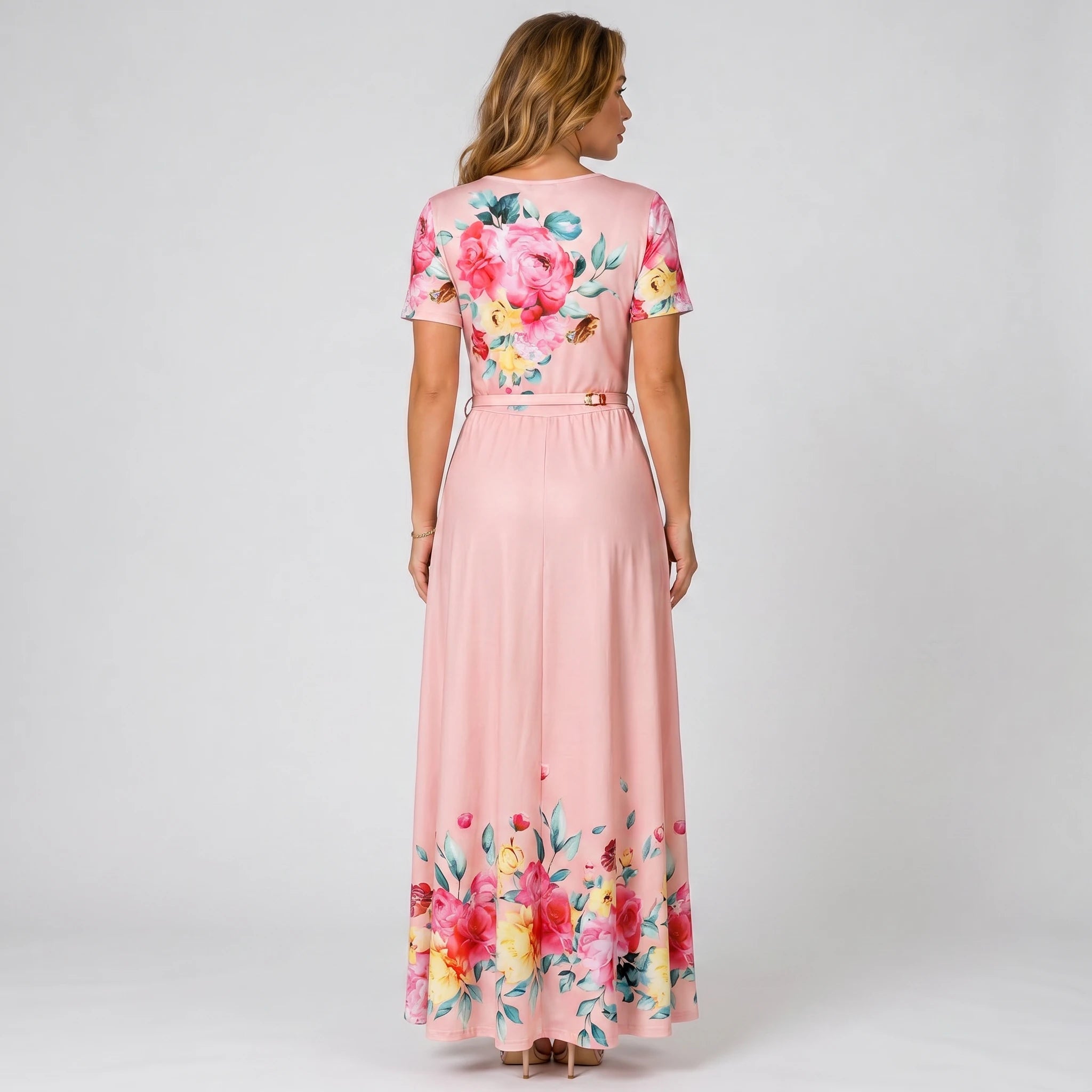 Floral Belted Midi Dress WHD0605530-LF2509