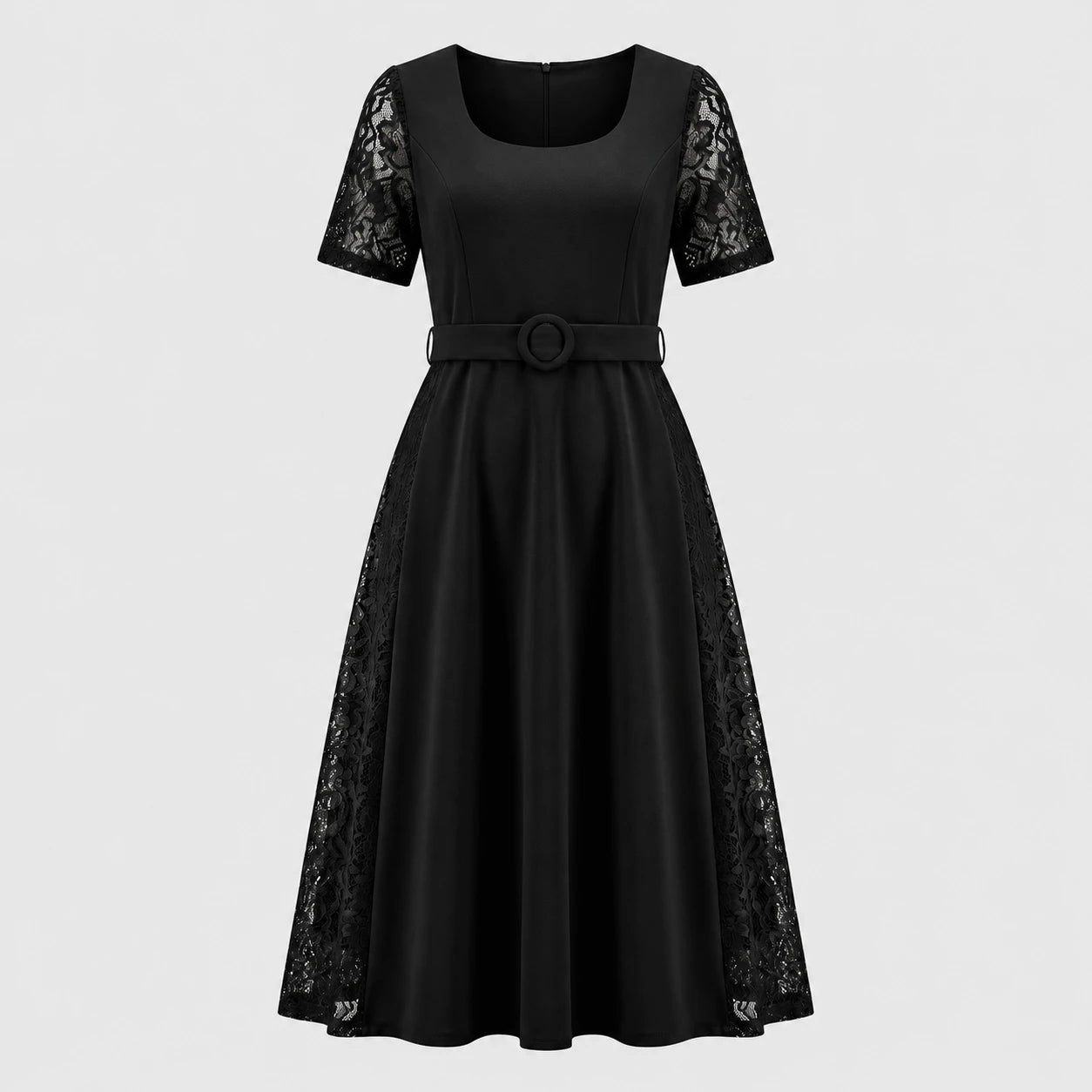 Lace Panel Midi Dress WHD0605531-LF2519