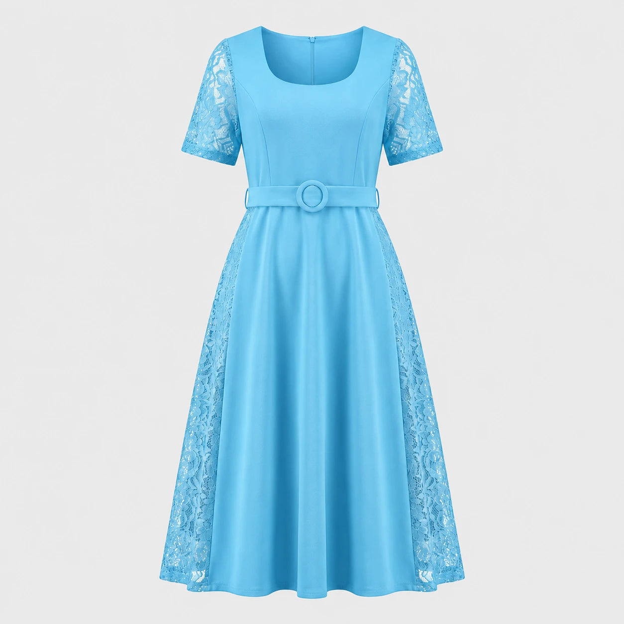 Lace Panel Midi Dress WHD0605531-LF2519