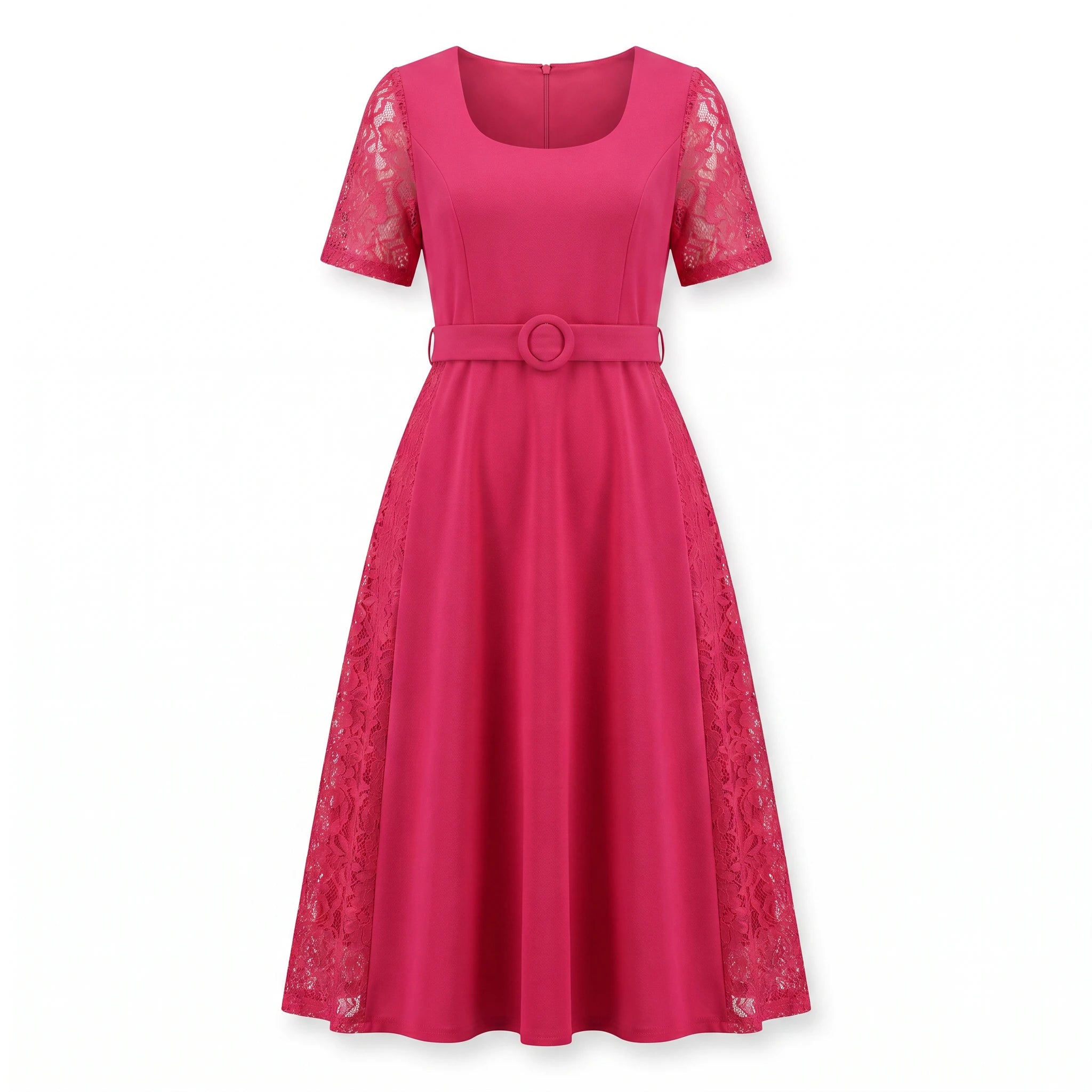 Lace Panel Midi Dress WHD0605531-LF2519