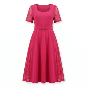 Lace Panel Midi Dress WHD0605531-LF2519