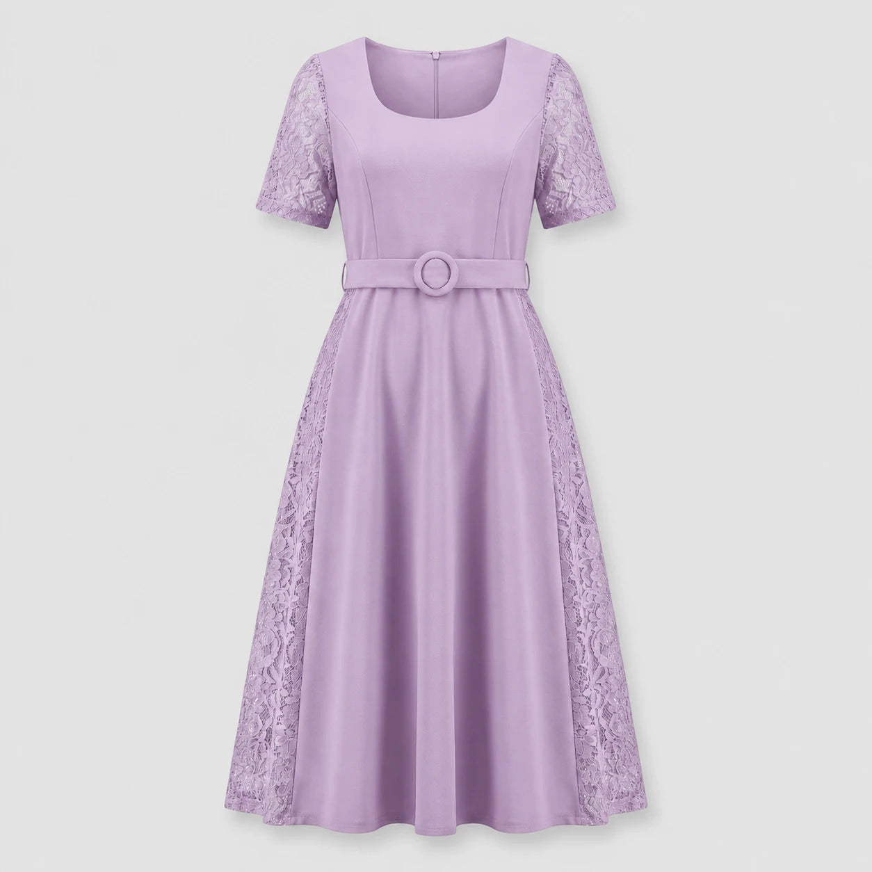 Lace Panel Midi Dress WHD0605531-LF2519