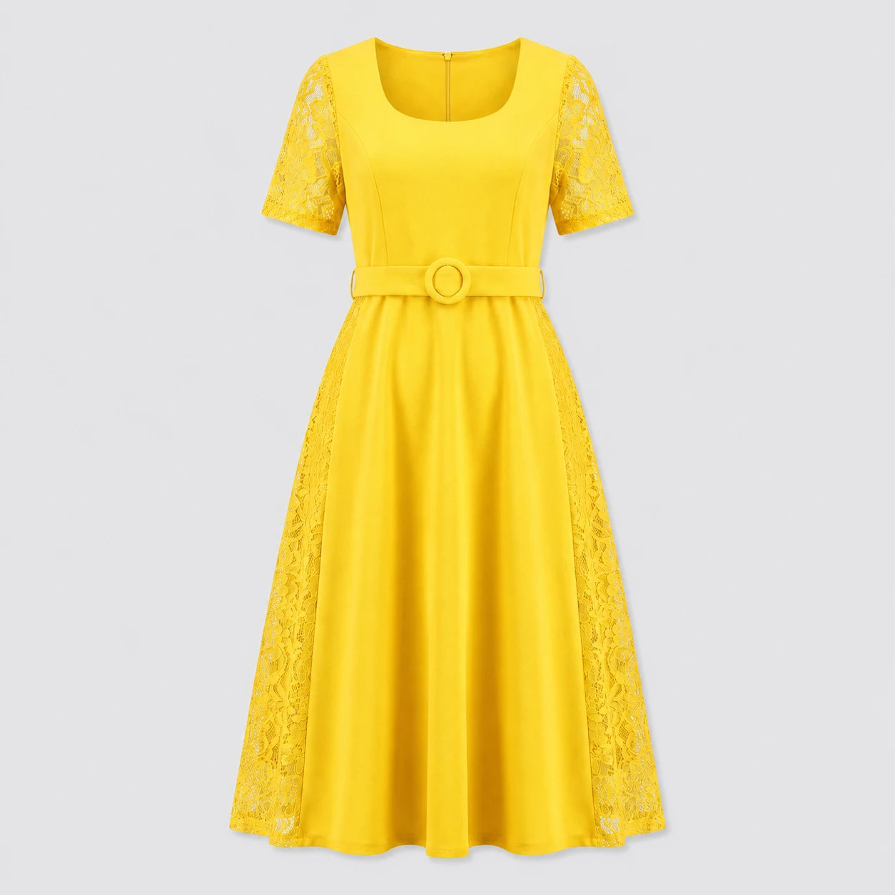 Lace Panel Midi Dress WHD0605531-LF2519