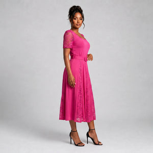 Lace Panel Midi Dress WHD0605531-LF2519