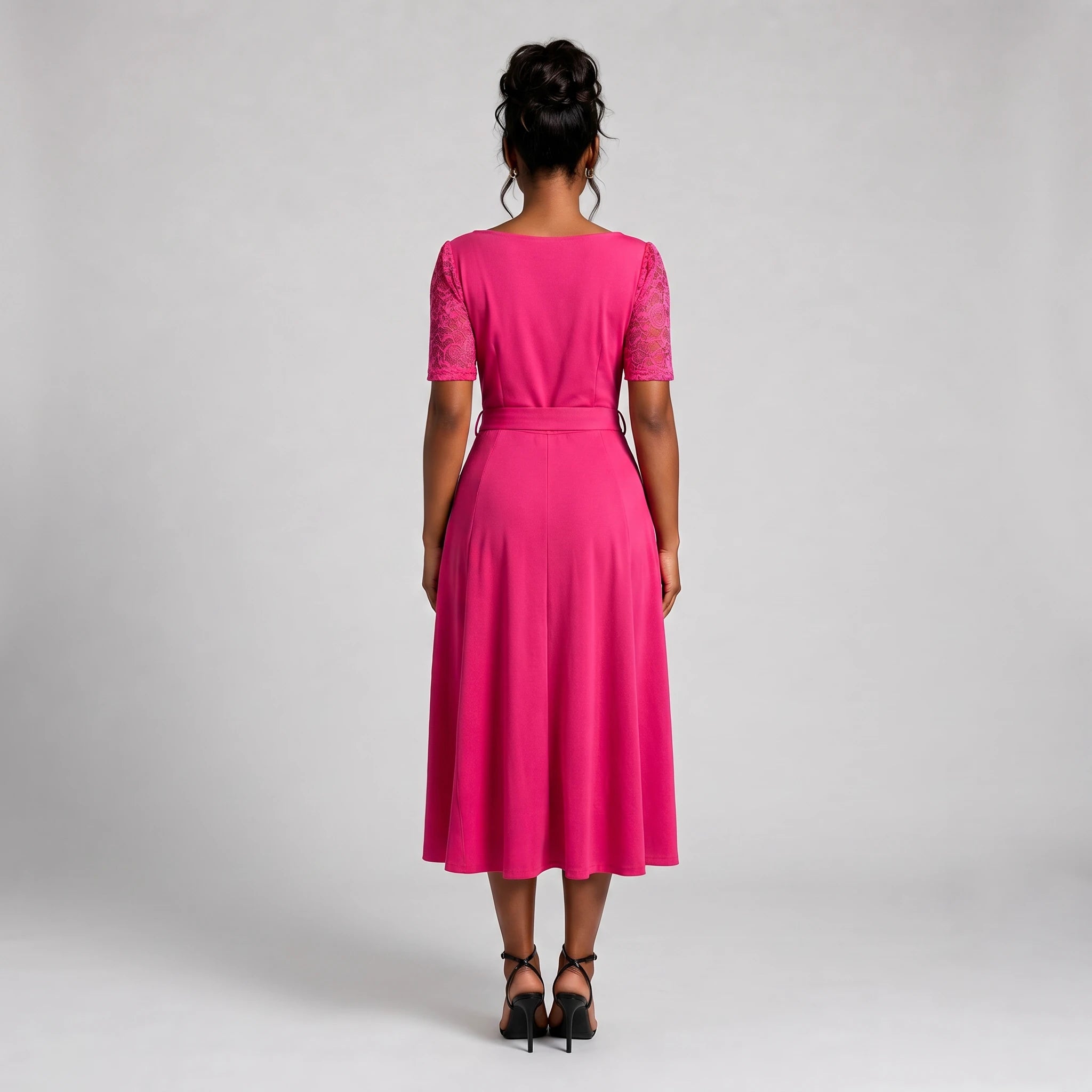 Lace Panel Midi Dress WHD0605531-LF2519