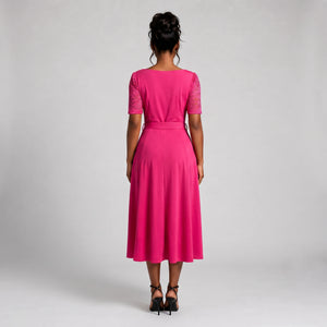 Lace Panel Midi Dress WHD0605531-LF2519